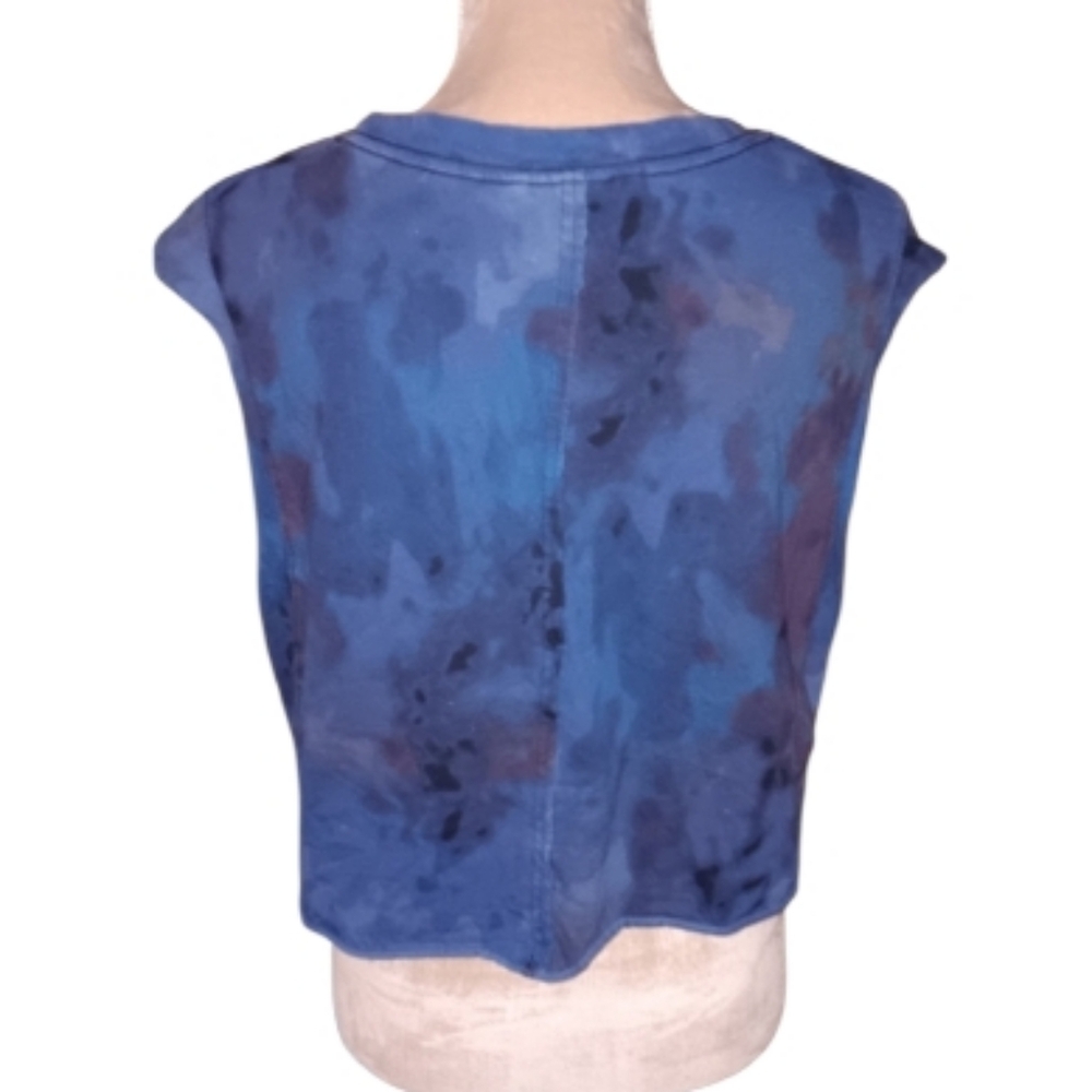 FP Movement by Free People ~ Navy Tie-Dye Oversized Active Crop Top XS - Picture 2 of 12
